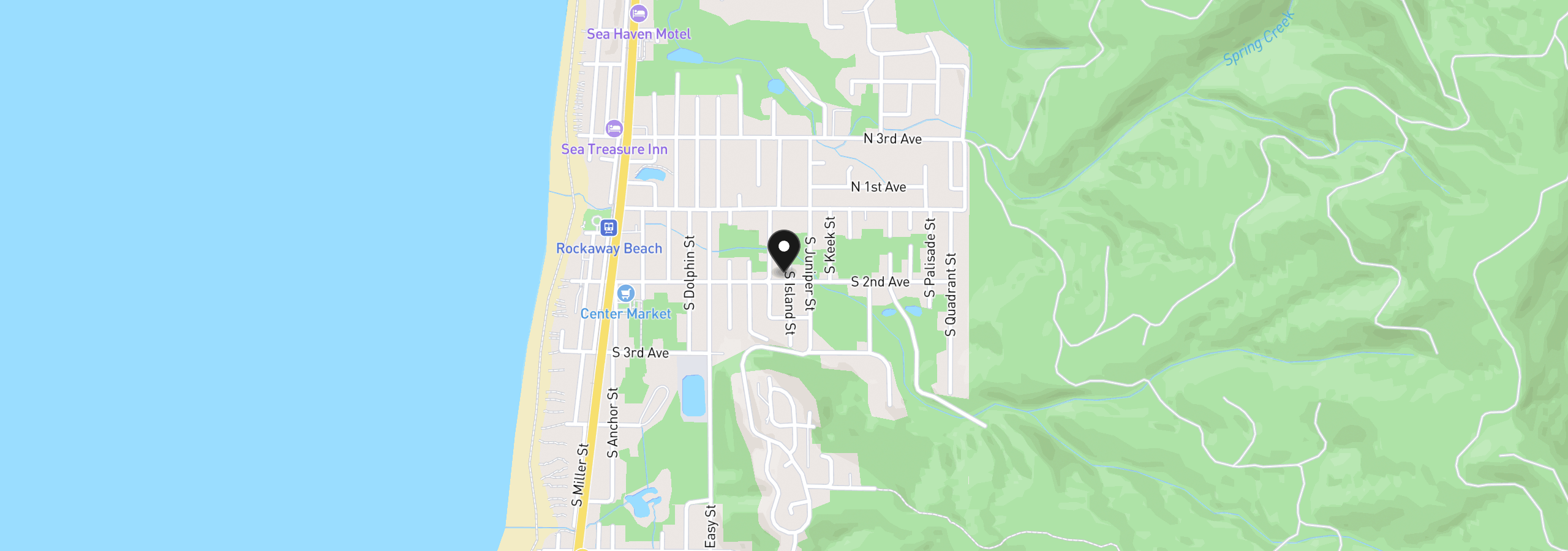 Map showing the location of 815 S 2nd Ave, Rockaway Beach, OR 97136