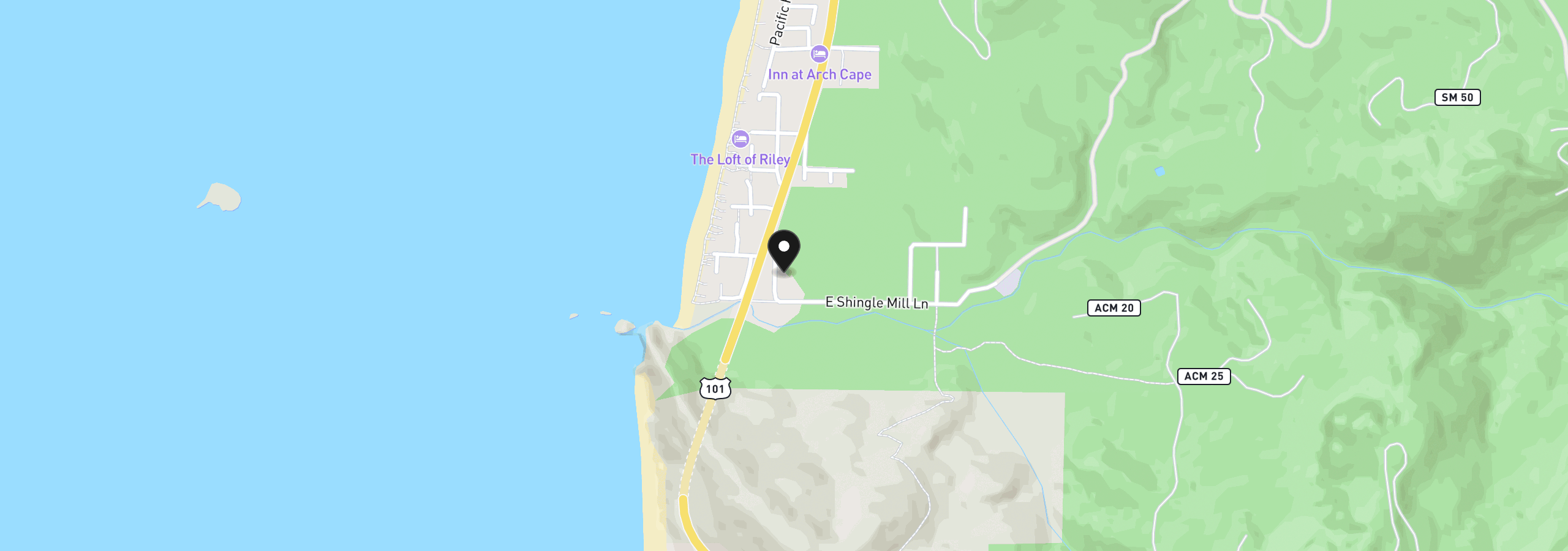 Map showing the location of 79799 E Beach Rd, Arch Cape, OR 97102