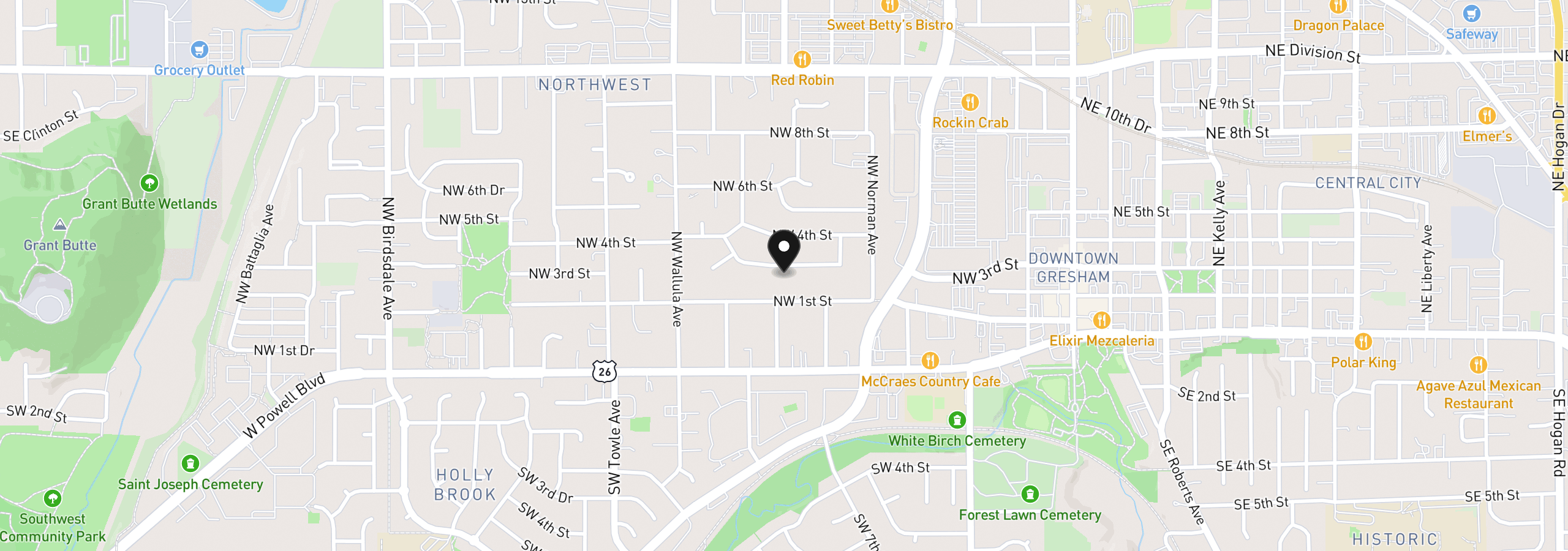 Map showing the location of 880 NW 3rd St, Gresham, OR 97030