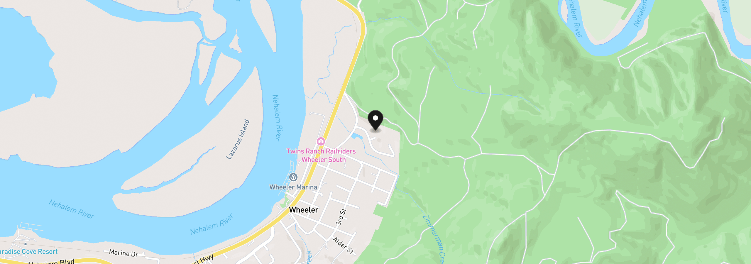 Map showing the location of 111 Ridgeview Pl, Wheeler, OR 97147