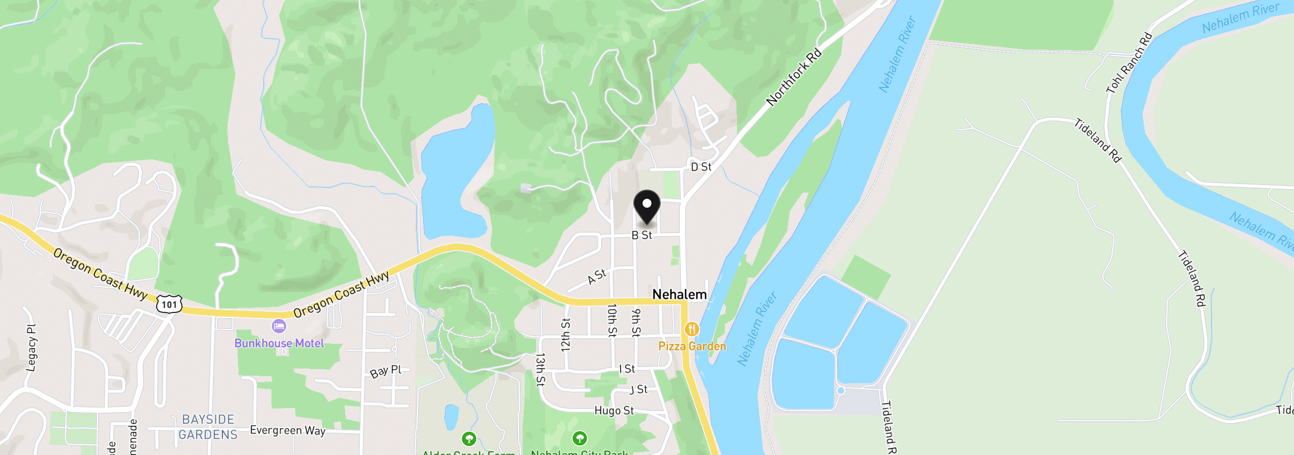 Map showing the location of 12920 B St, Nehalem, OR 97131