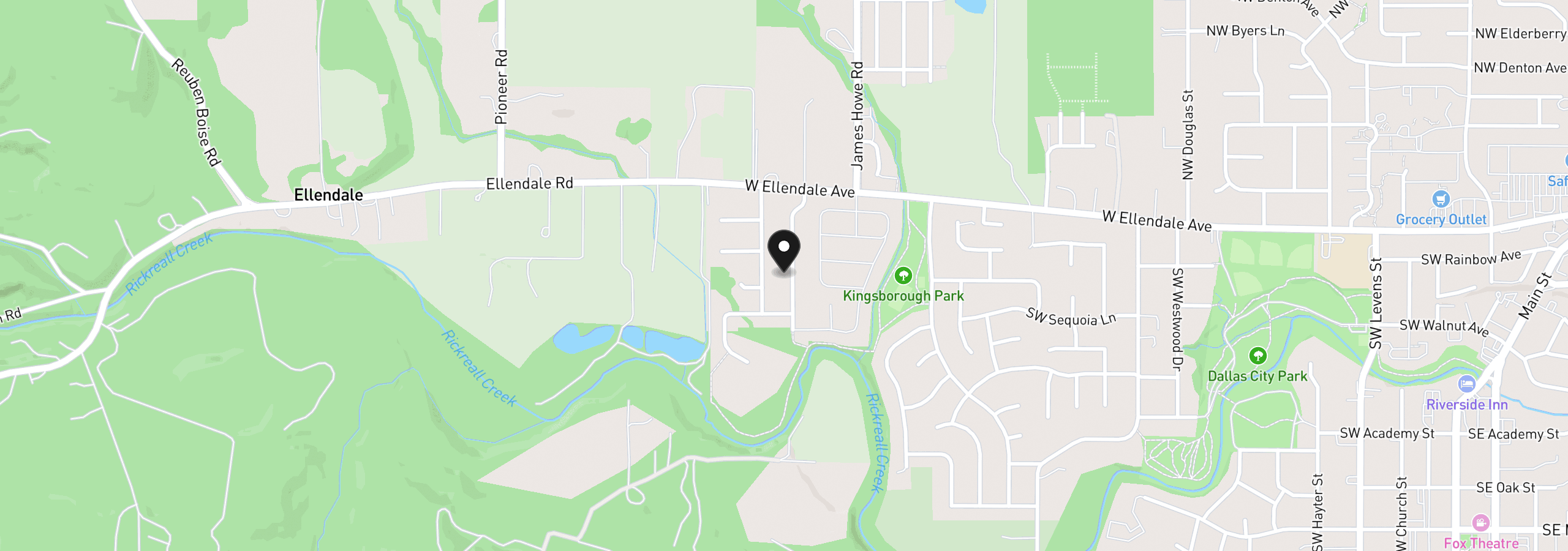 Map showing the location of 301 SW Applegate Trail Dr, Dallas, OR 97338