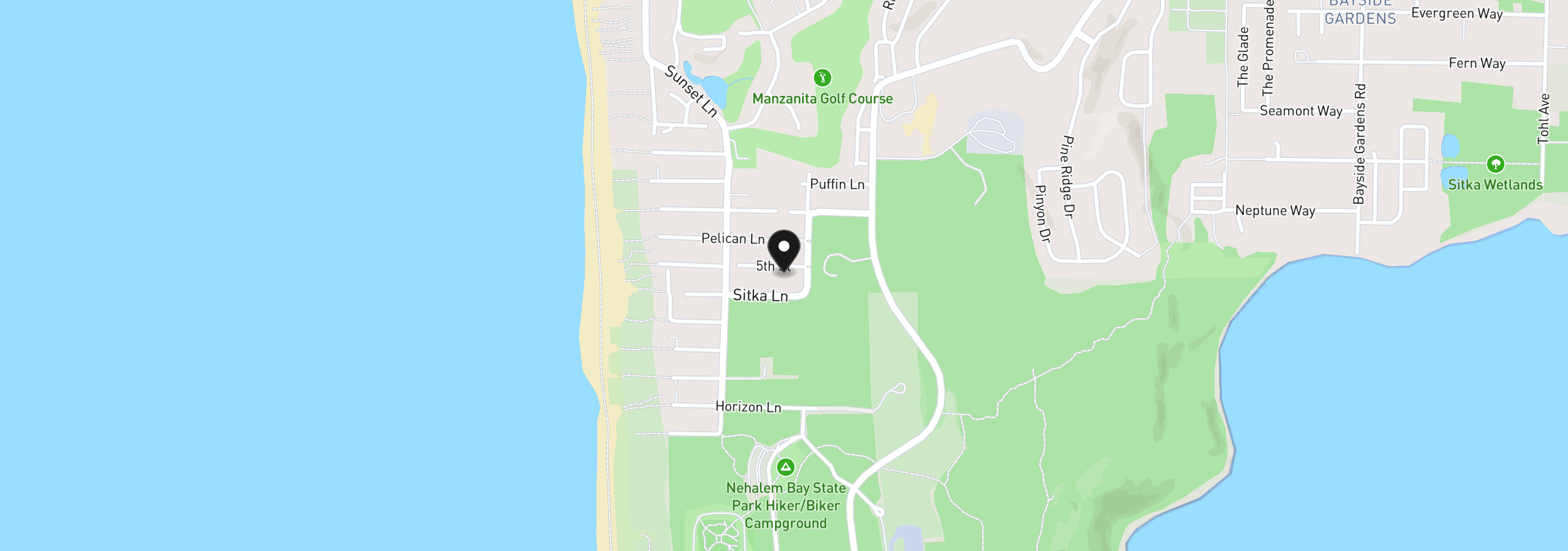 Map showing the location of 9185 Windward Ln, Manzanita, OR 97130