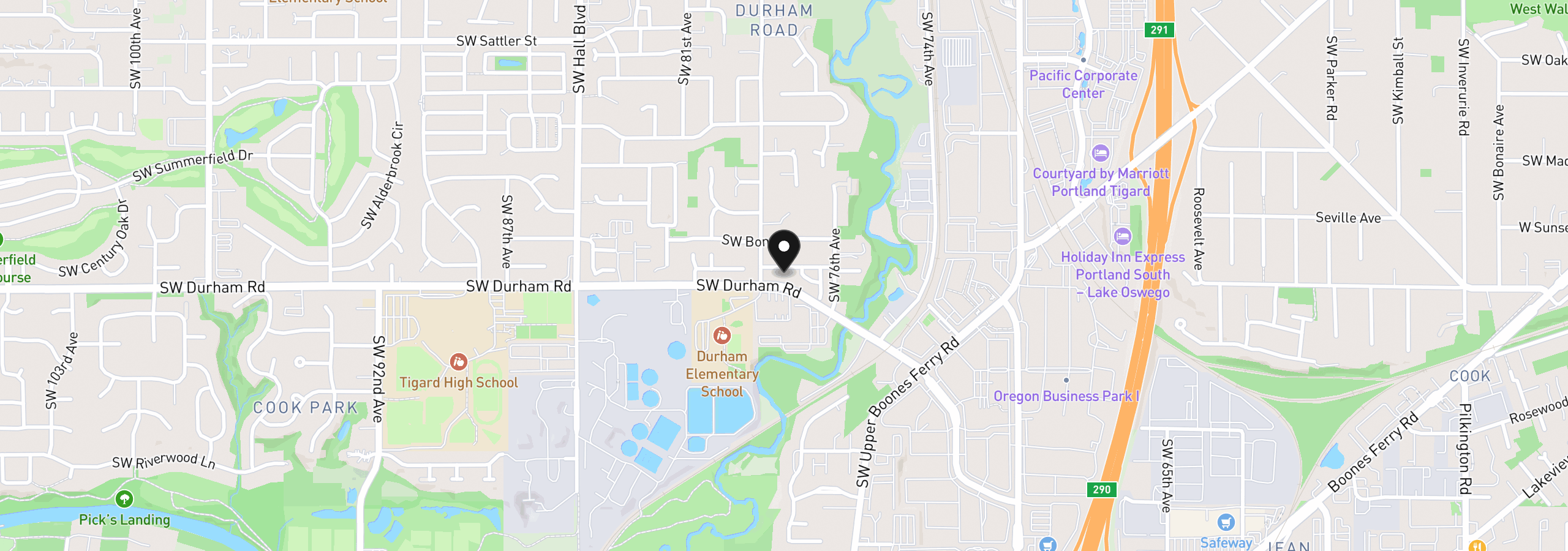 Map showing the location of 7798 SW Alder St, Portland, OR 97224