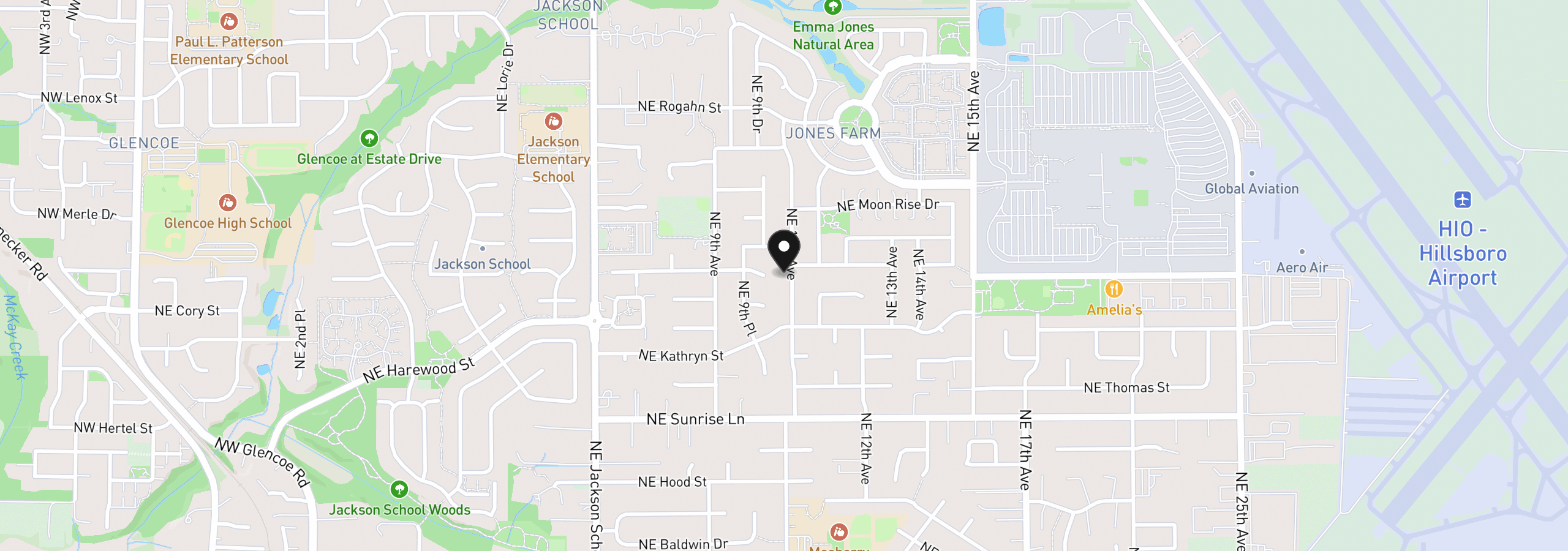 Map showing the location of 2083 NE 10th Ave, Hillsboro, OR 97124