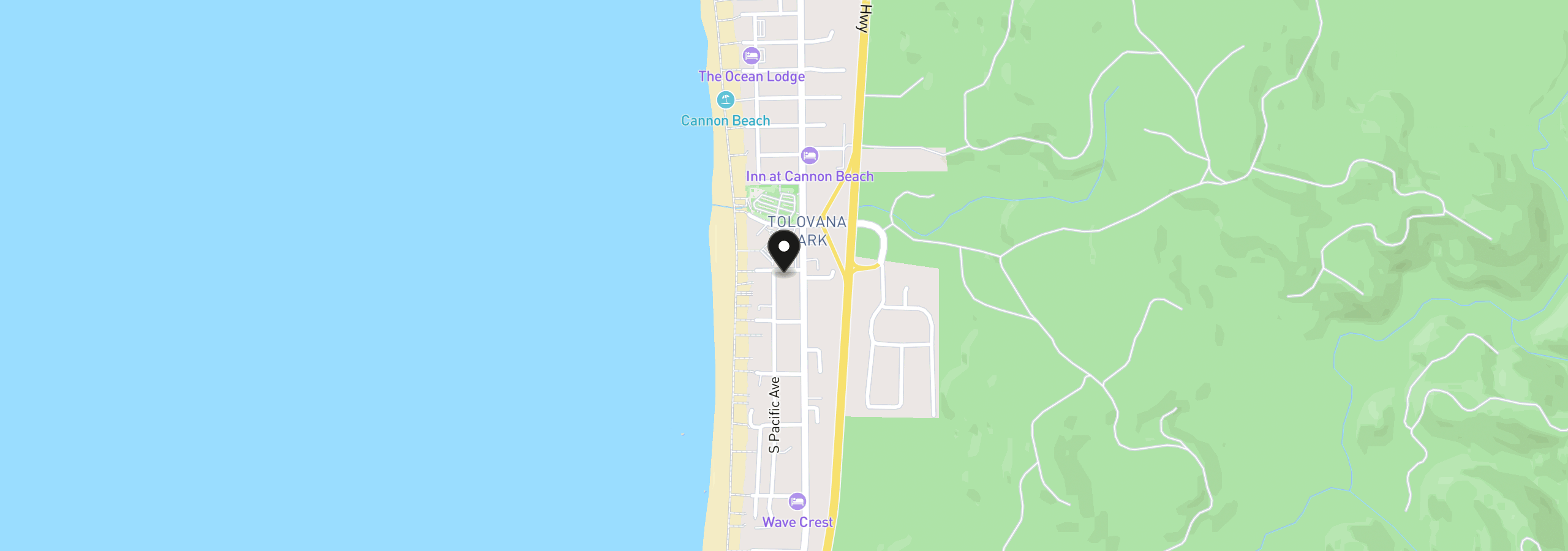 Map showing the location of 3515 Pacific St, Cannon Beach, OR 97110