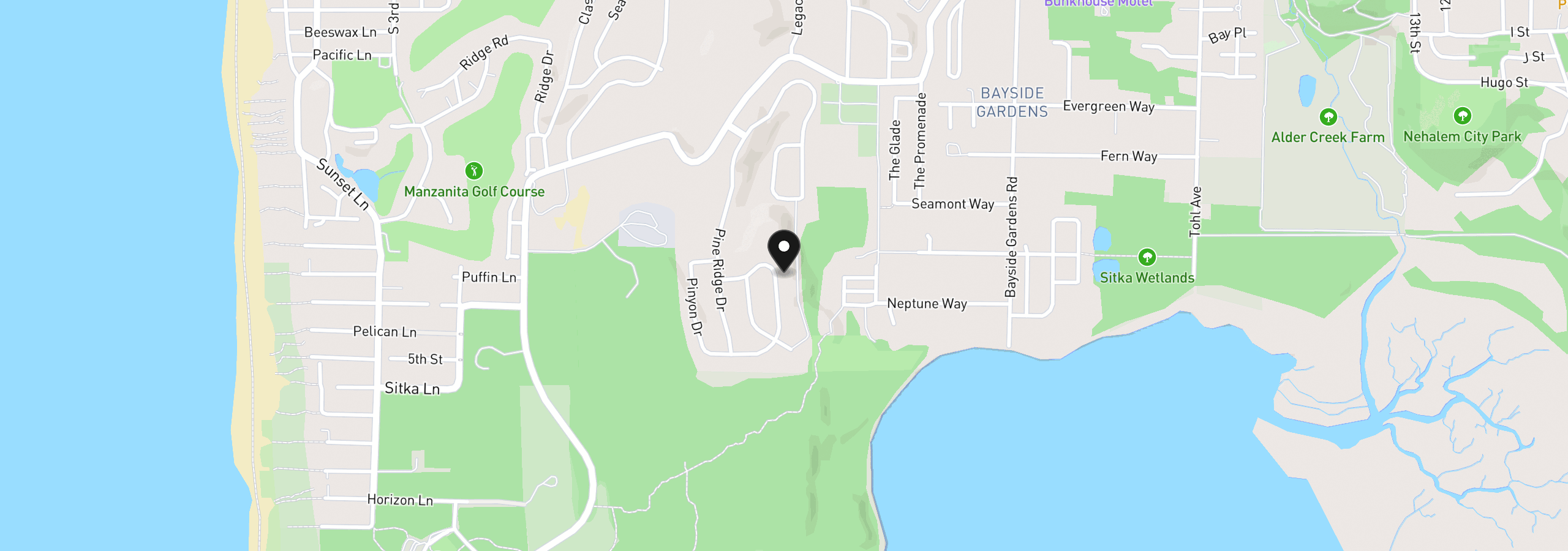 Map showing the location of 34735 Lodgepole Dr, Manzanita, OR 97130