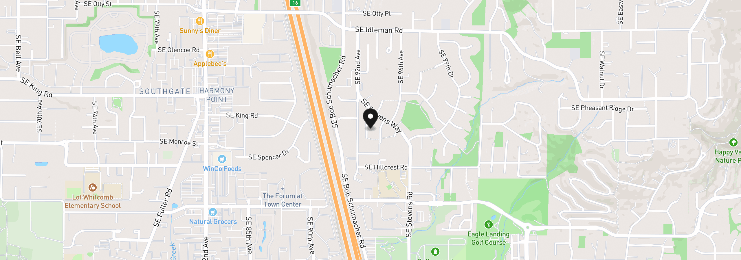 Map showing the location of 10756 SE 93rd Ct, Happy Valley, OR 97086