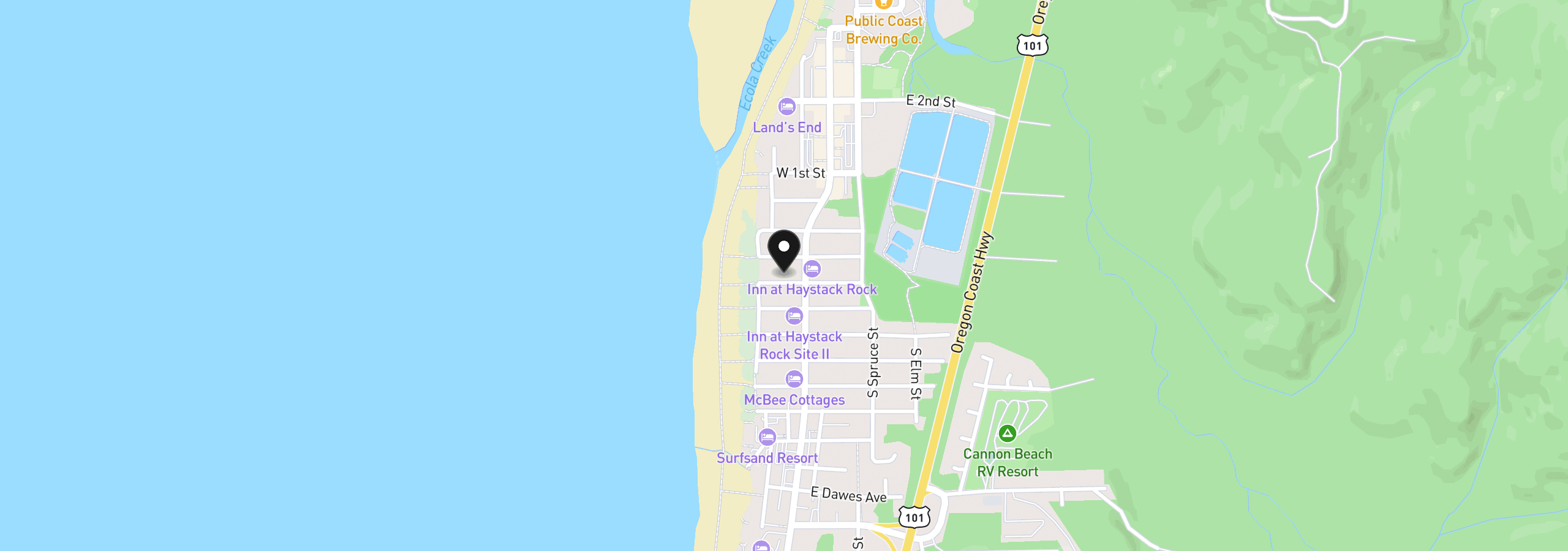 Map showing the location of 164 W Jefferson St, Cannon Beach, OR 97110