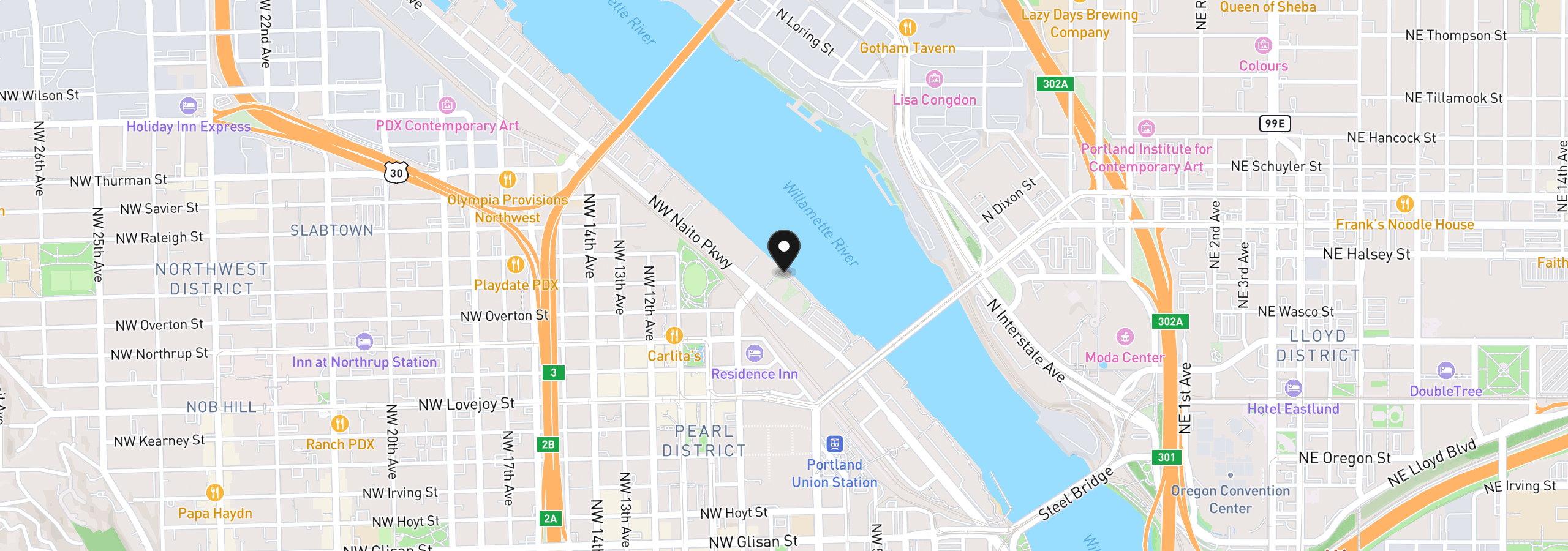 Map showing the location of 1310 NW Naito Pkwy 901a, Portland, OR 97209