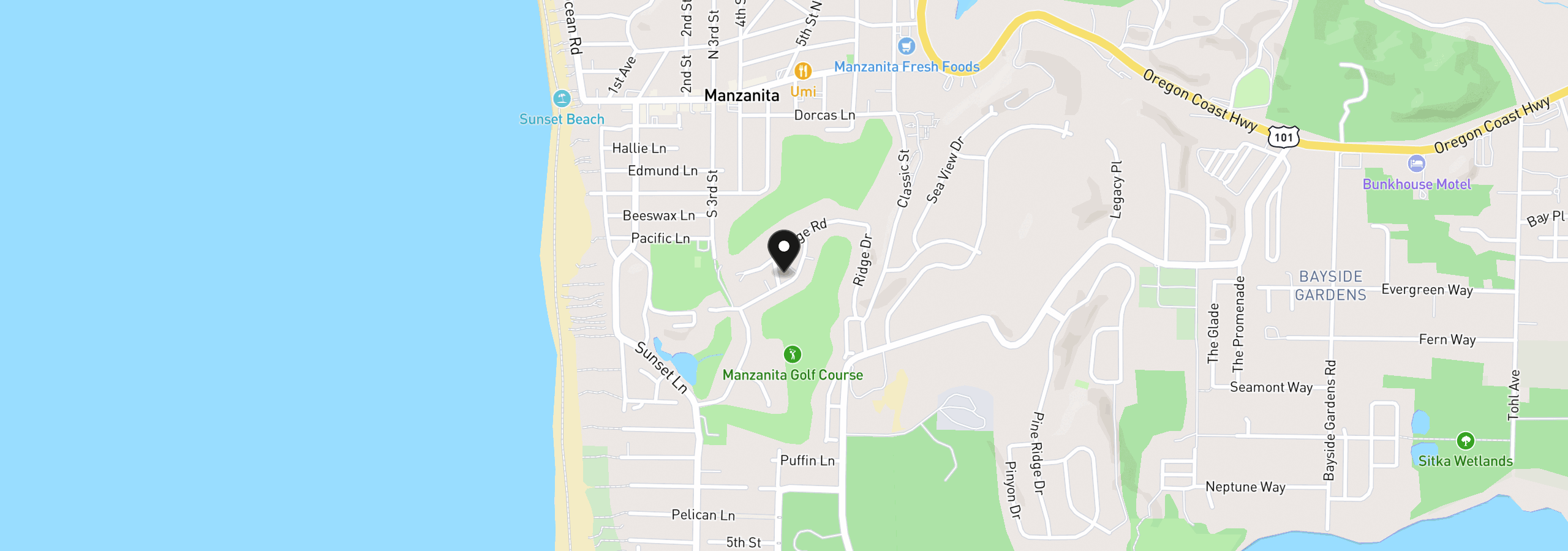 Map showing the location of 461 Upland Dr, Manzanita, OR 97130