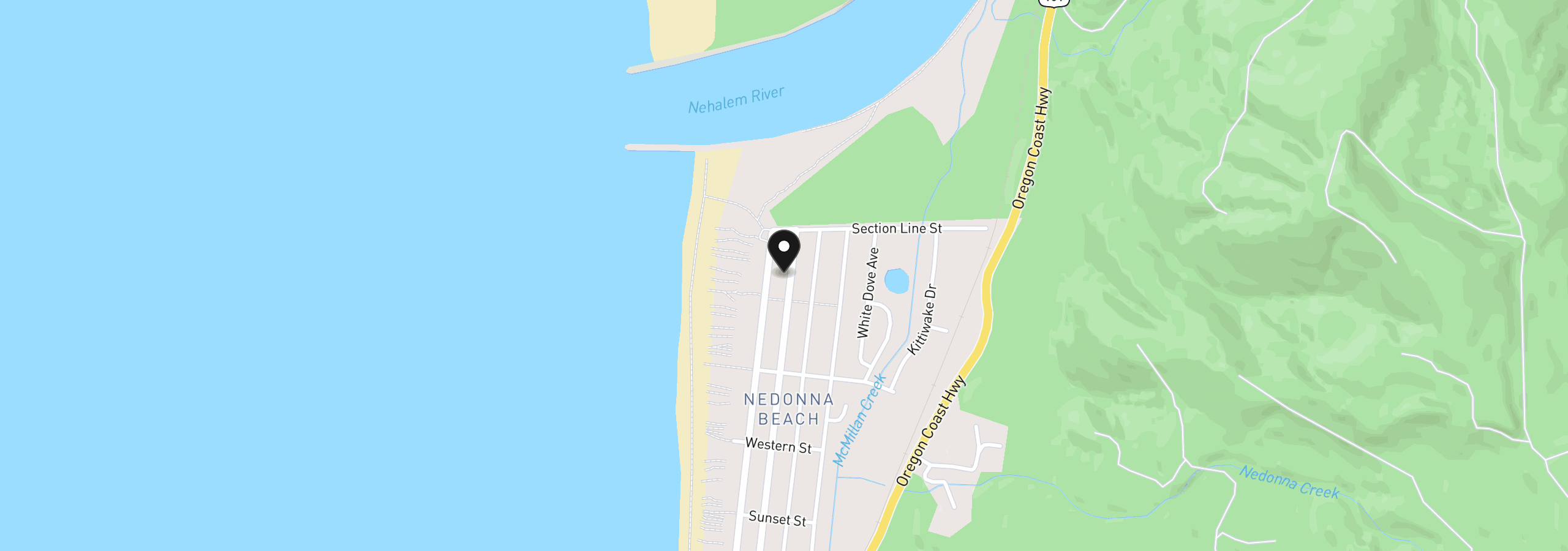 Map showing the location of 26650 Nedonna Ave, Rockaway Beach, OR 97136