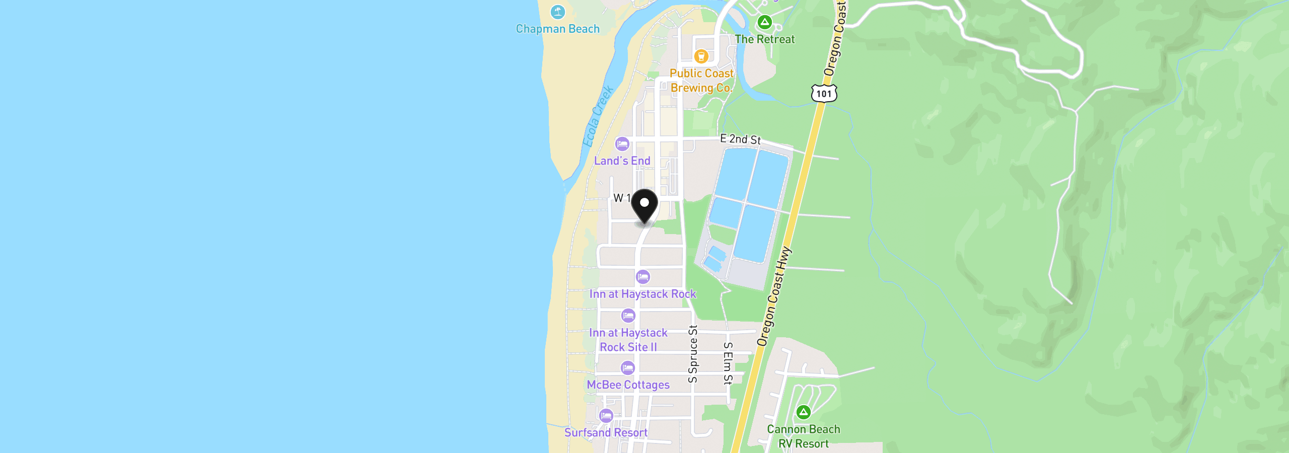Map showing the location of W Taft St 13, Cannon Beach, OR 97110
