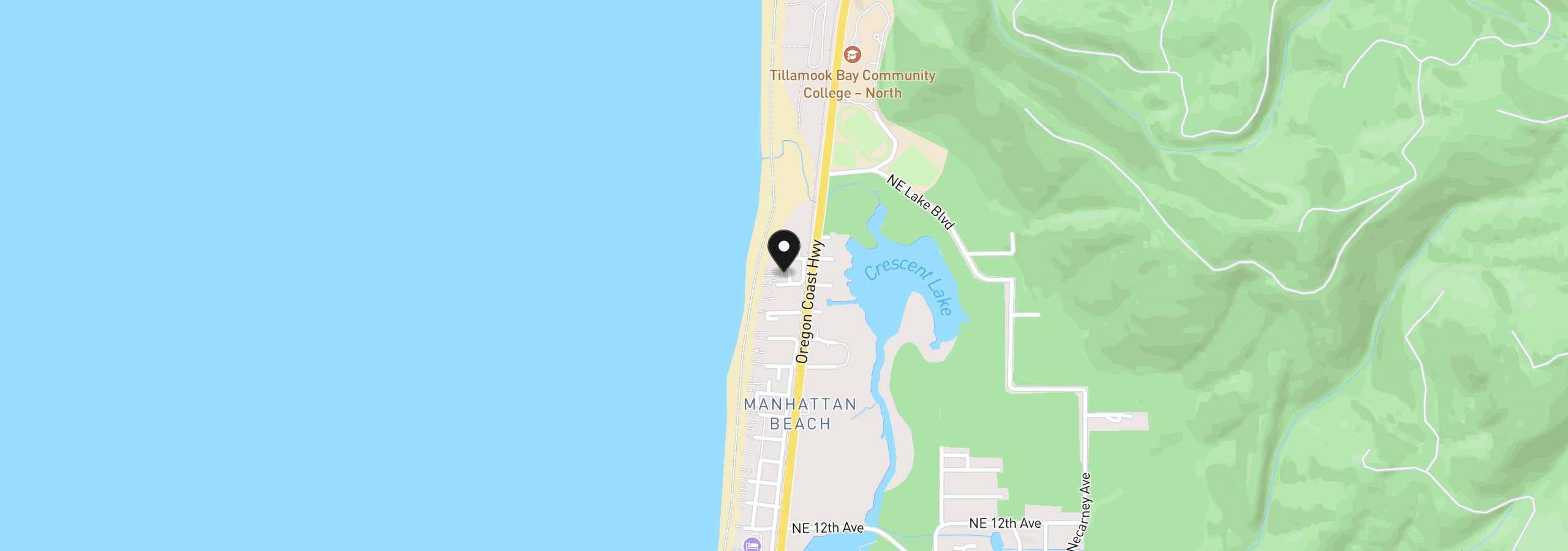 Map showing the location of 2212 N The Strand, Rockaway Beach, OR 97136