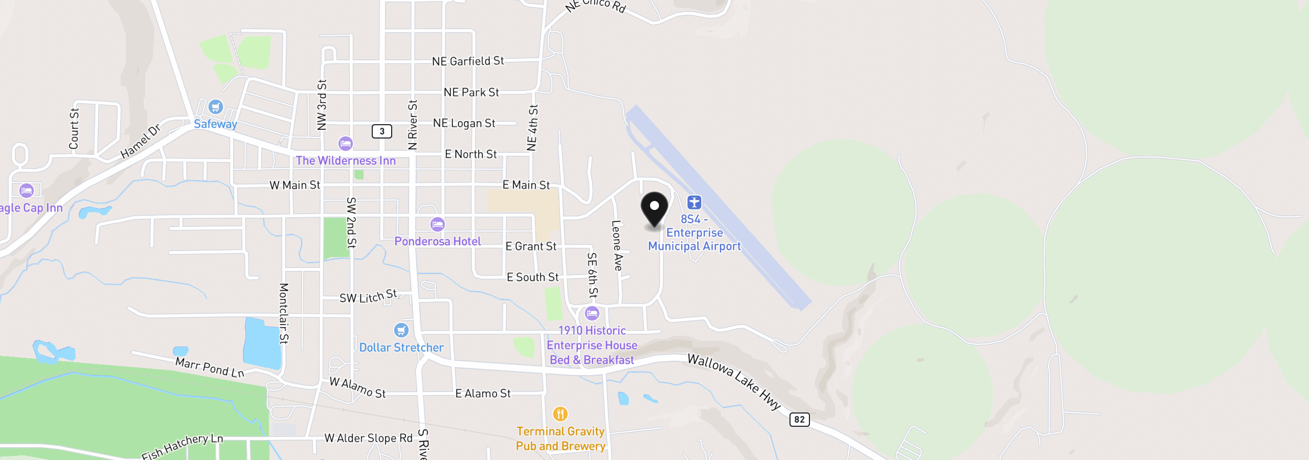 Map showing the location of 210 Pace Ave, Enterprise, OR 97828