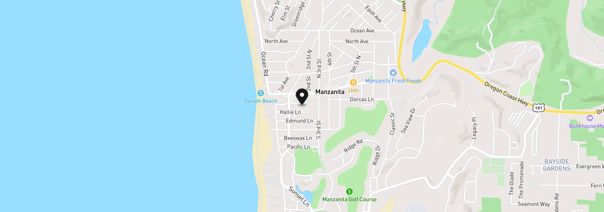 Map showing the location of 186 Merton Ln, Manzanita, OR 97130