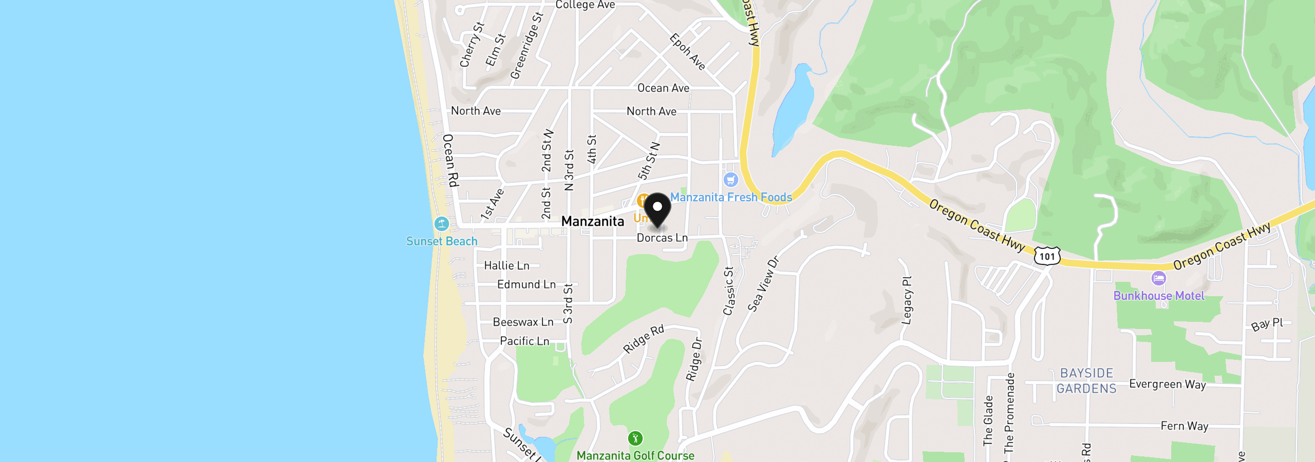 Map showing the location of 175 S Fifth Pl, Manzanita, OR 97130