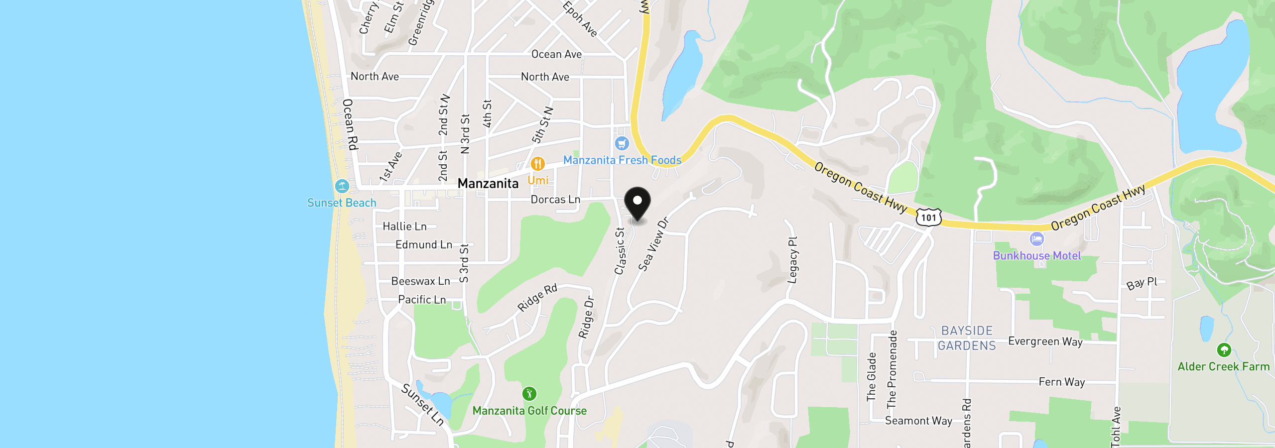 Map showing the location of 378 Jackson Way Lot31, Manzanita, OR 97130