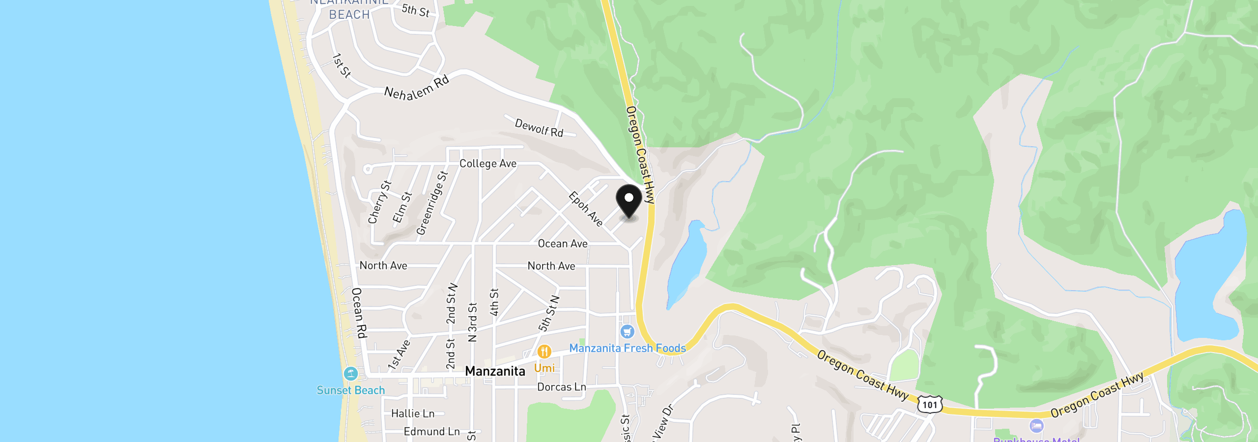 Map showing the location of 38575 19th St, Manzanita, OR 97130