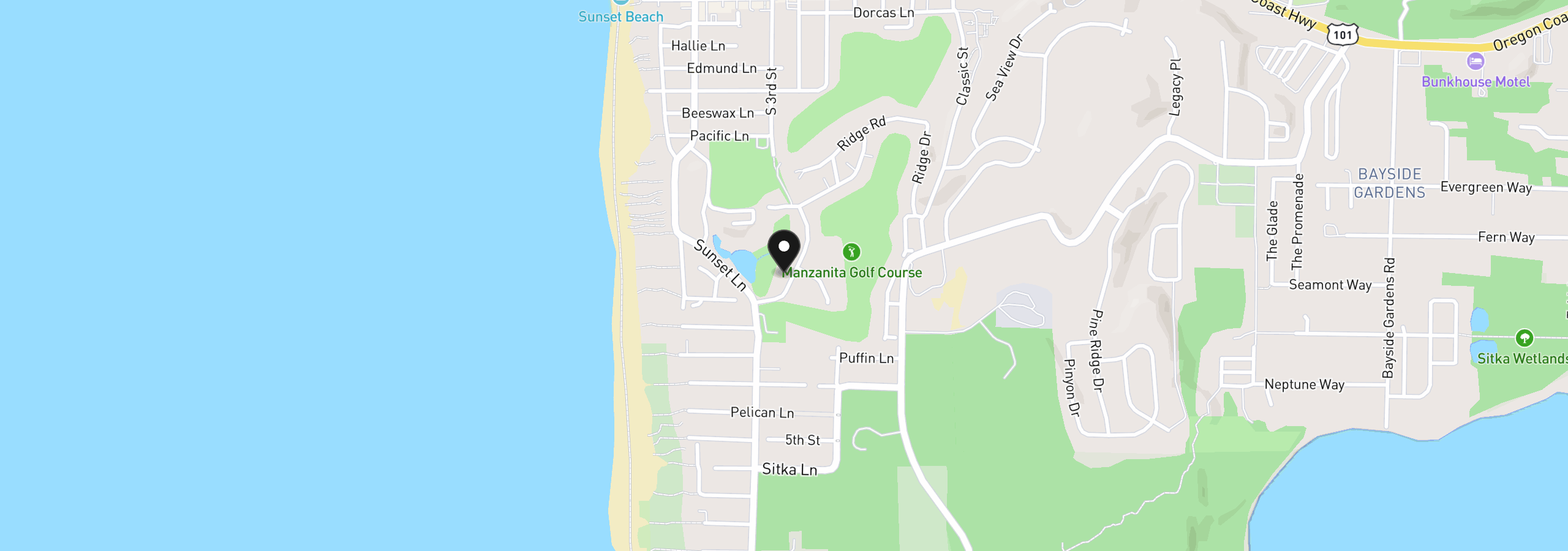 Map showing the location of 923 Lakeview Dr, Manzanita, OR 97130
