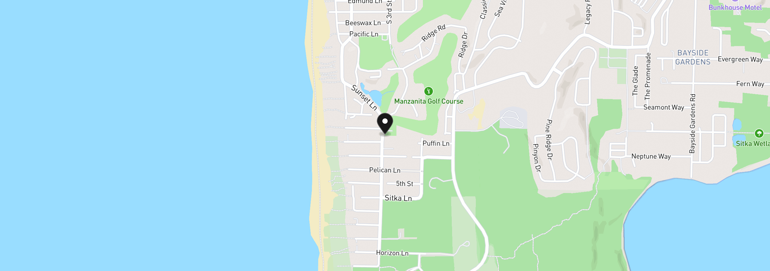 Map showing the location of 34811 Necarney Blvd, Manzanita, OR 97130