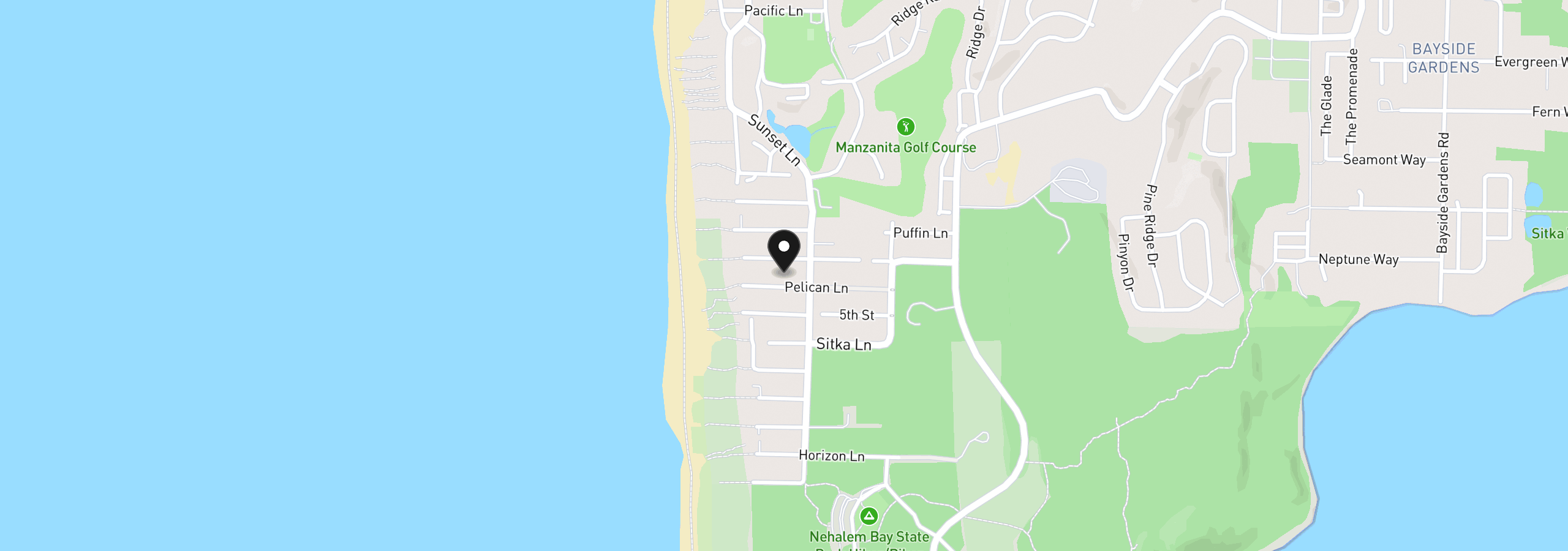 Map showing the location of 8924 Pelican Ln, Manzanita, OR 97130