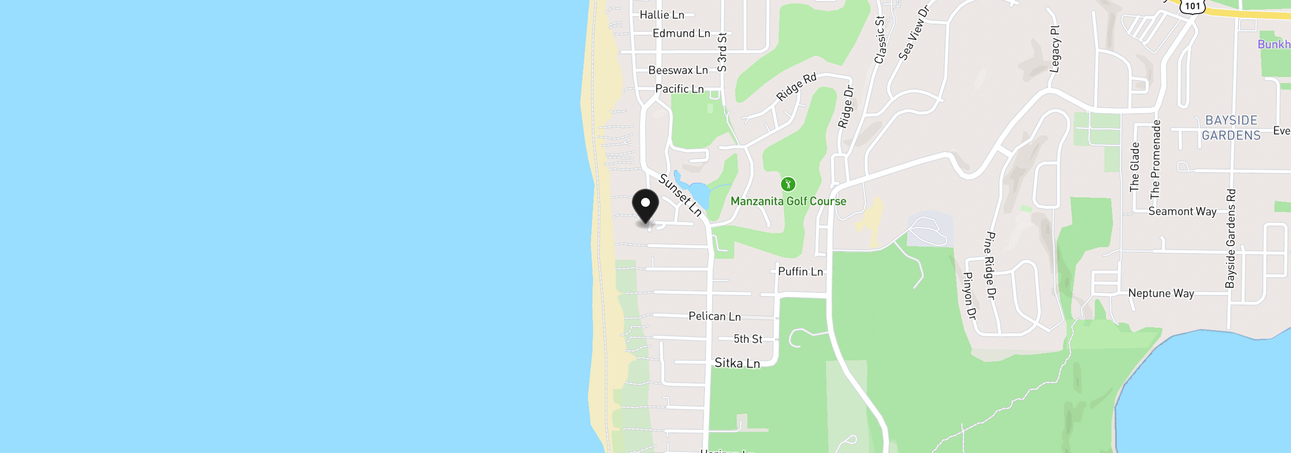 Map showing the location of Beach St 10400, Manzanita, OR 97130