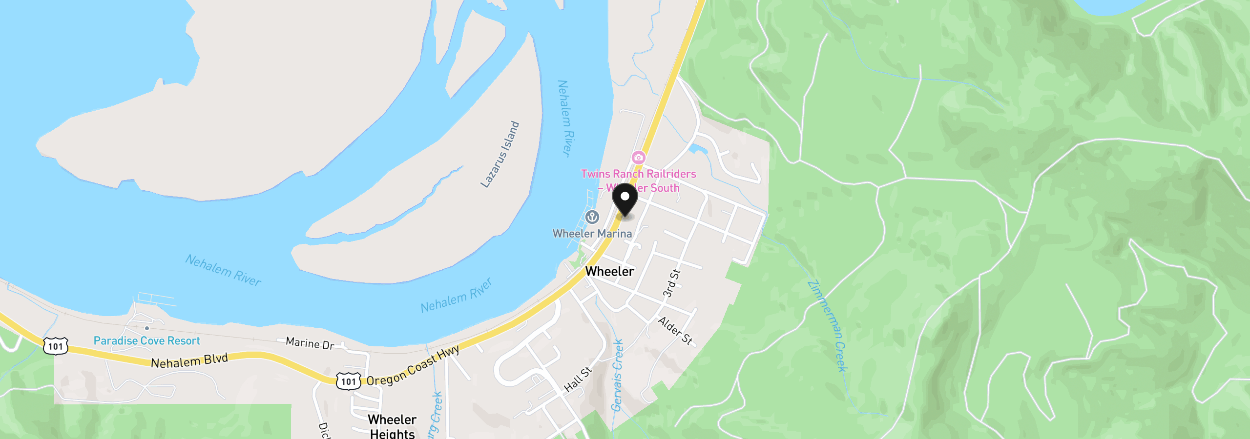 Map showing the location of 251 Nehalem Blvd, Wheeler, OR 97147