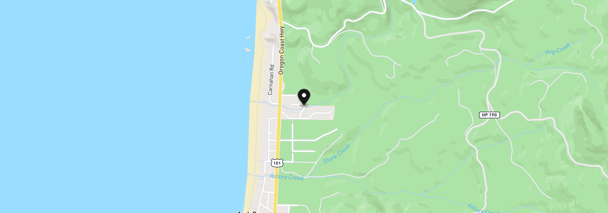 Map showing the location of 10 Big Cedar Ct, Arch Cape, OR 97102