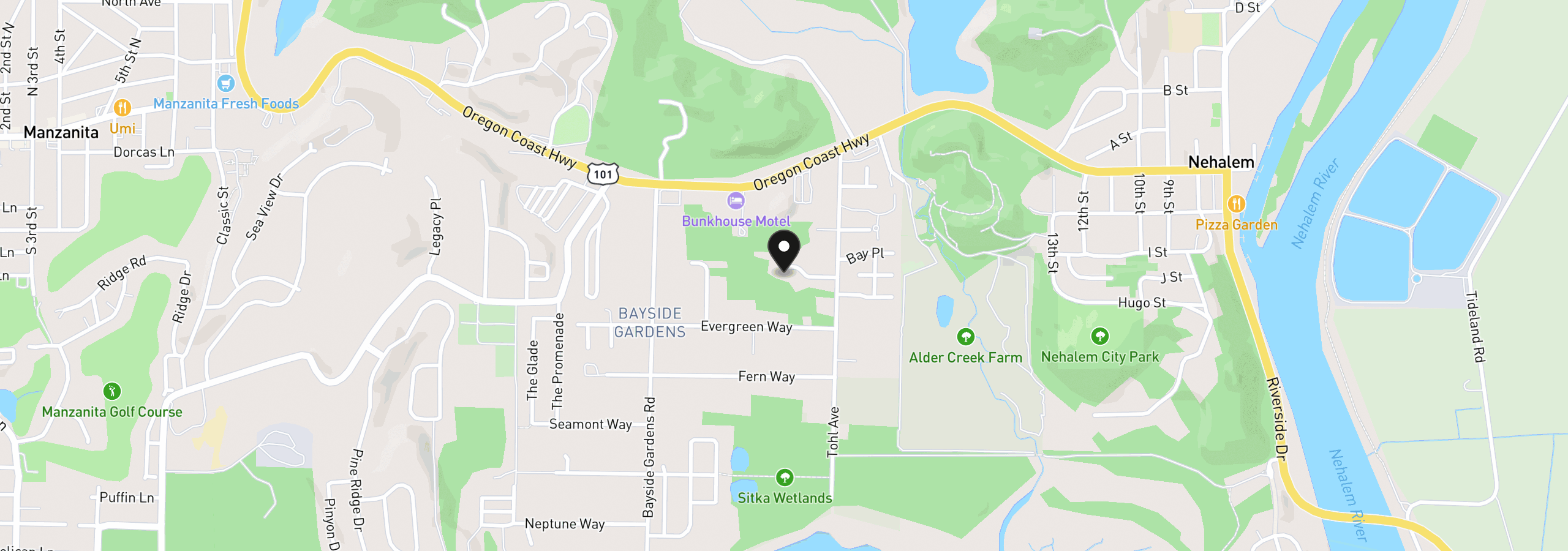 Map showing the location of Sawgrass Pl, Nehalem, OR 97131