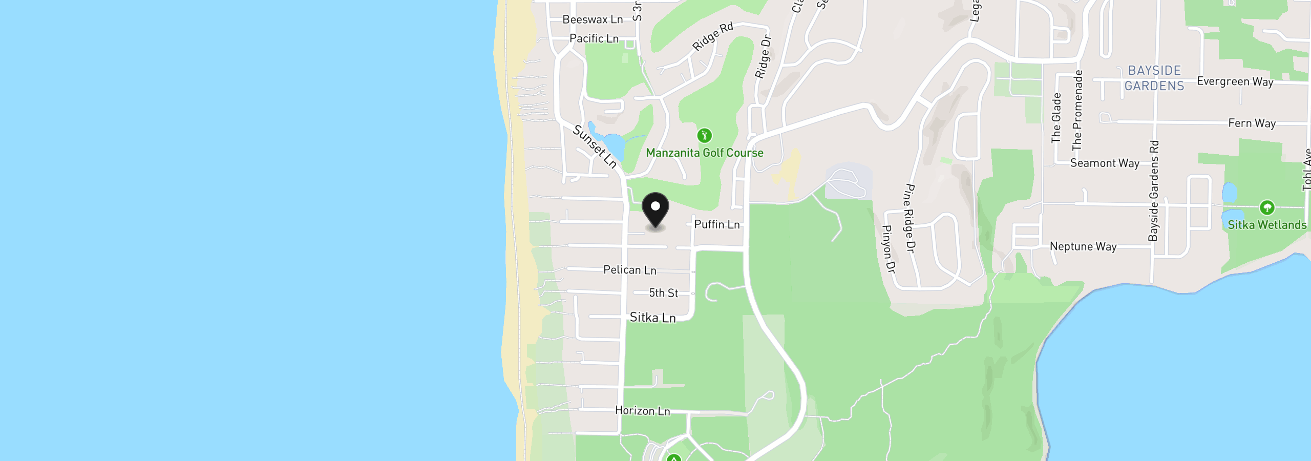 Map showing the location of Puffin Ln 8, Manzanita, OR 97130