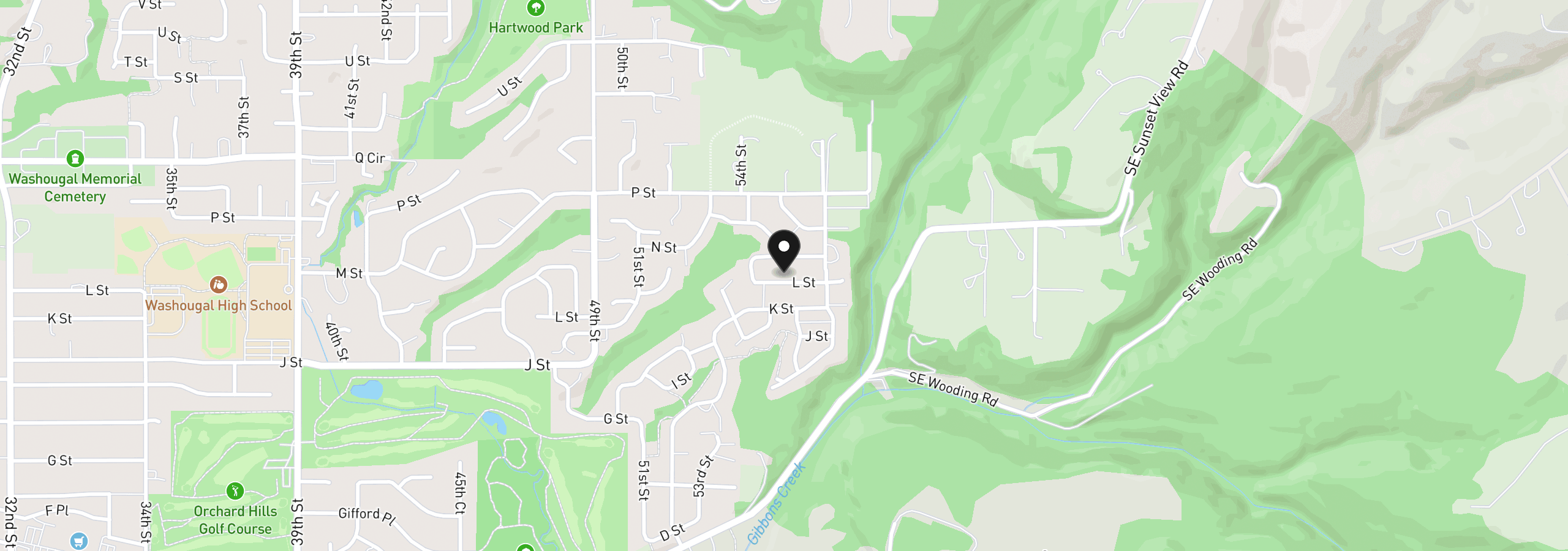 Map showing the location of 5515 L St, Washougal, Wa 98671