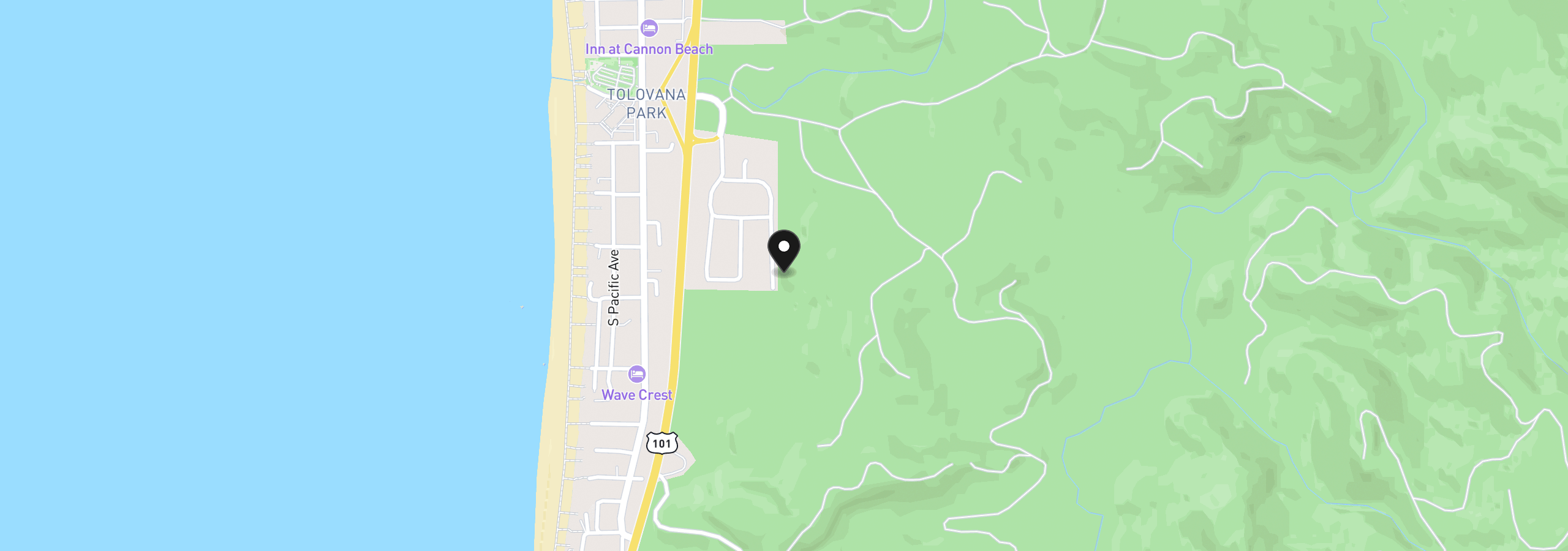 Map showing the location of 3787 E Chinook Ave, Cannon Beach, OR 97110