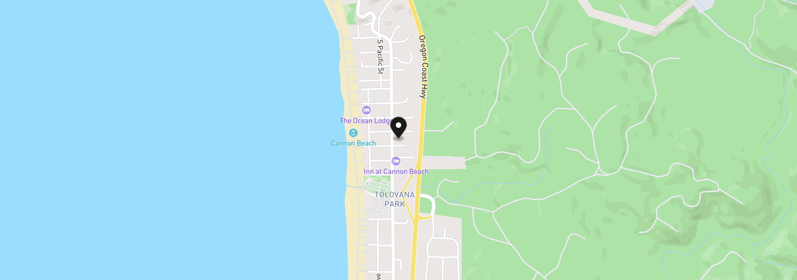 Map showing the location of 3063 S Hemlock St, Cannon Beach, OR 97110