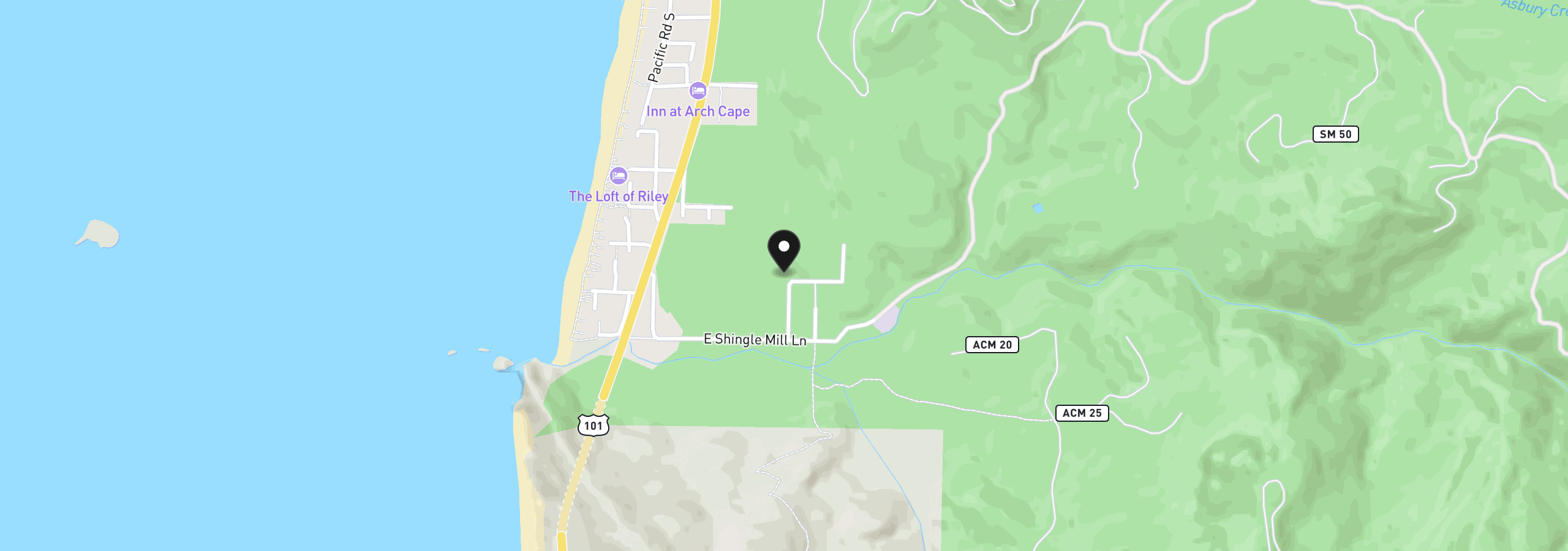 Map showing the location of 32041 Walsh Ln, Arch Cape, OR 97102