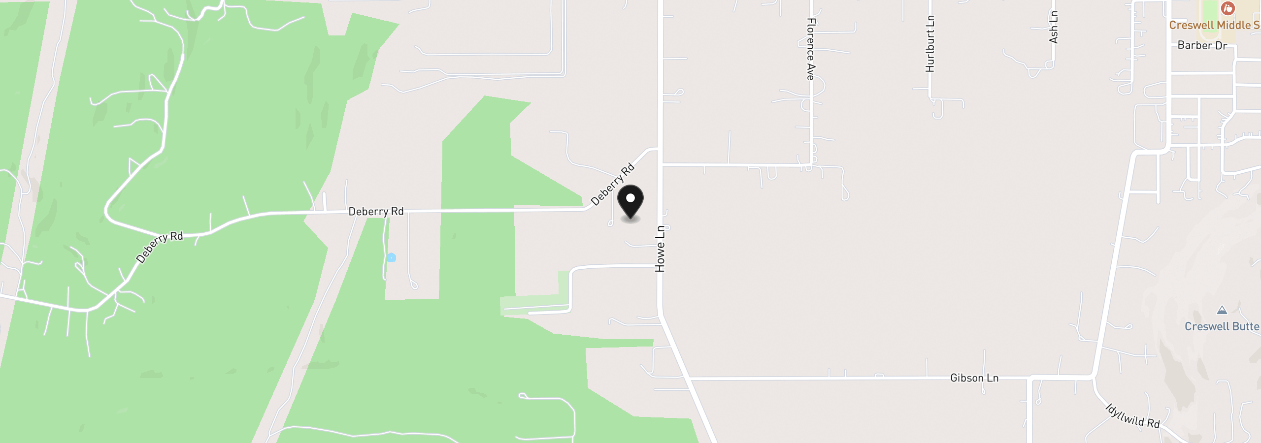 Map showing the location of 82756 Howe Ln, Creswell, OR 97426