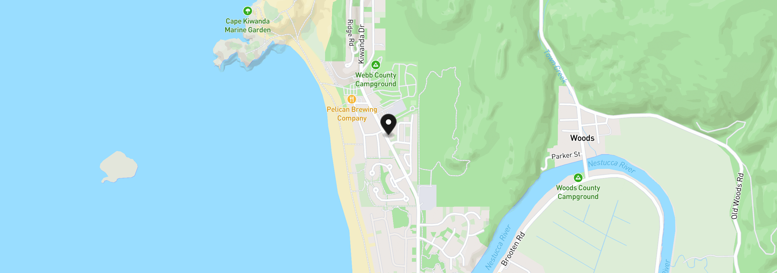 Map showing the location of 33495 Cape Kiwanda Dr, Pacific City, OR 97135