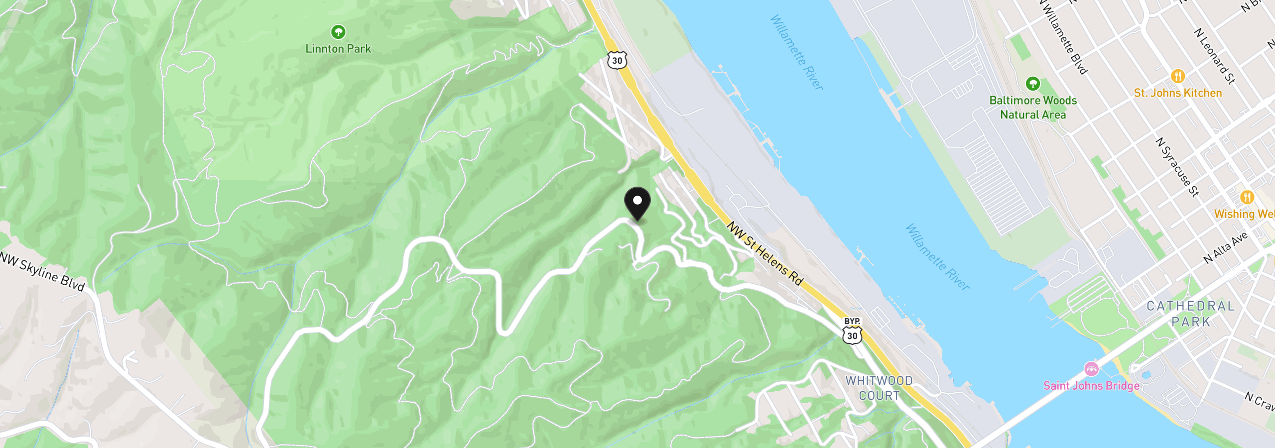 Map showing the location of NW Germantown Rd, Portland, OR 97231
