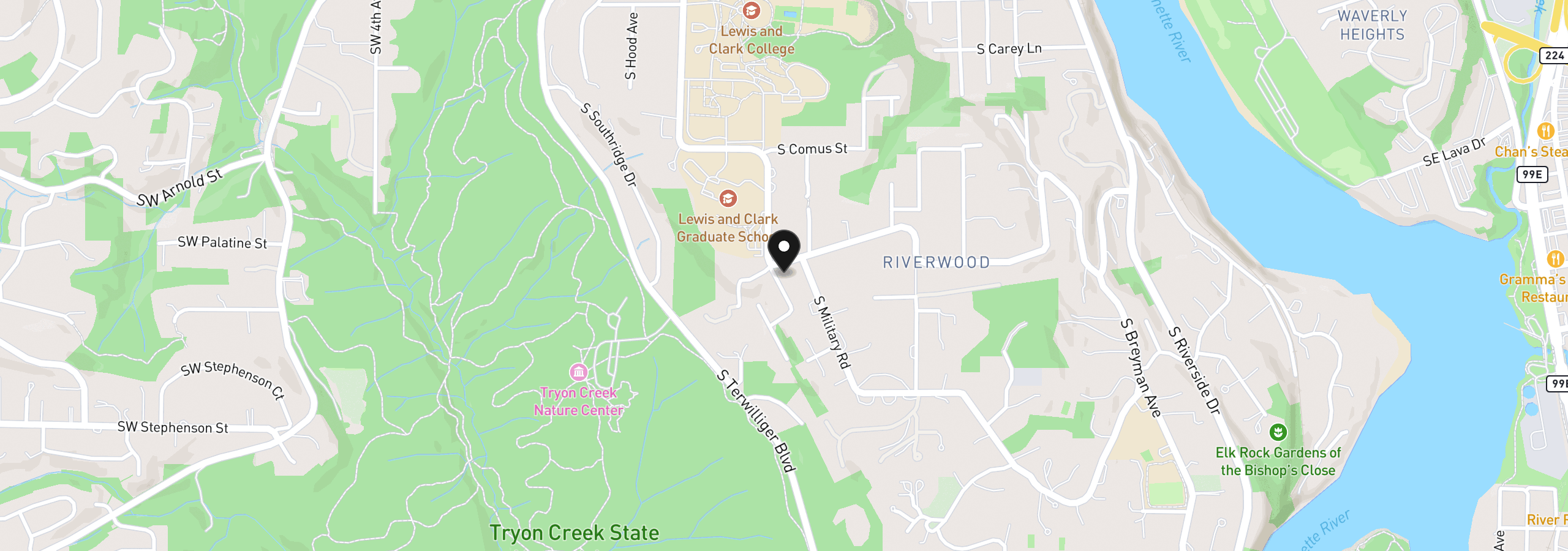 Map showing the location of 942 S Palatine Hill Rd, Portland, OR 97219