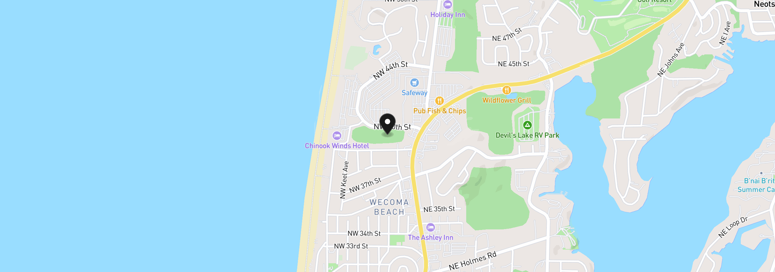 Map showing the location of 4000 NW Blk 40th St, Lincoln City, OR 97367