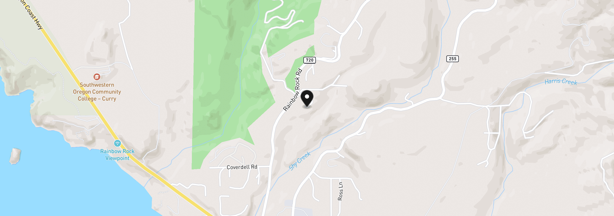 Map showing the location of 17769 Rainbow Rock Rd, Brookings, OR 97415
