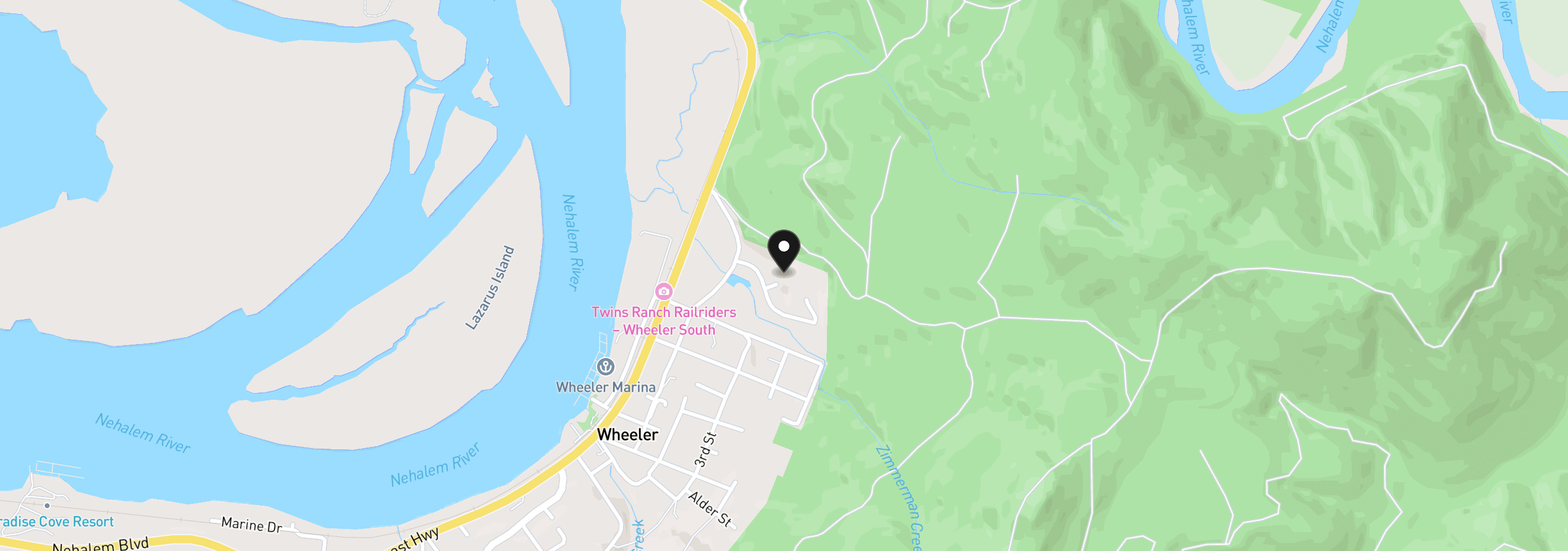 Map showing the location of 121 Ridgeview Pl, Wheeler, OR 97147