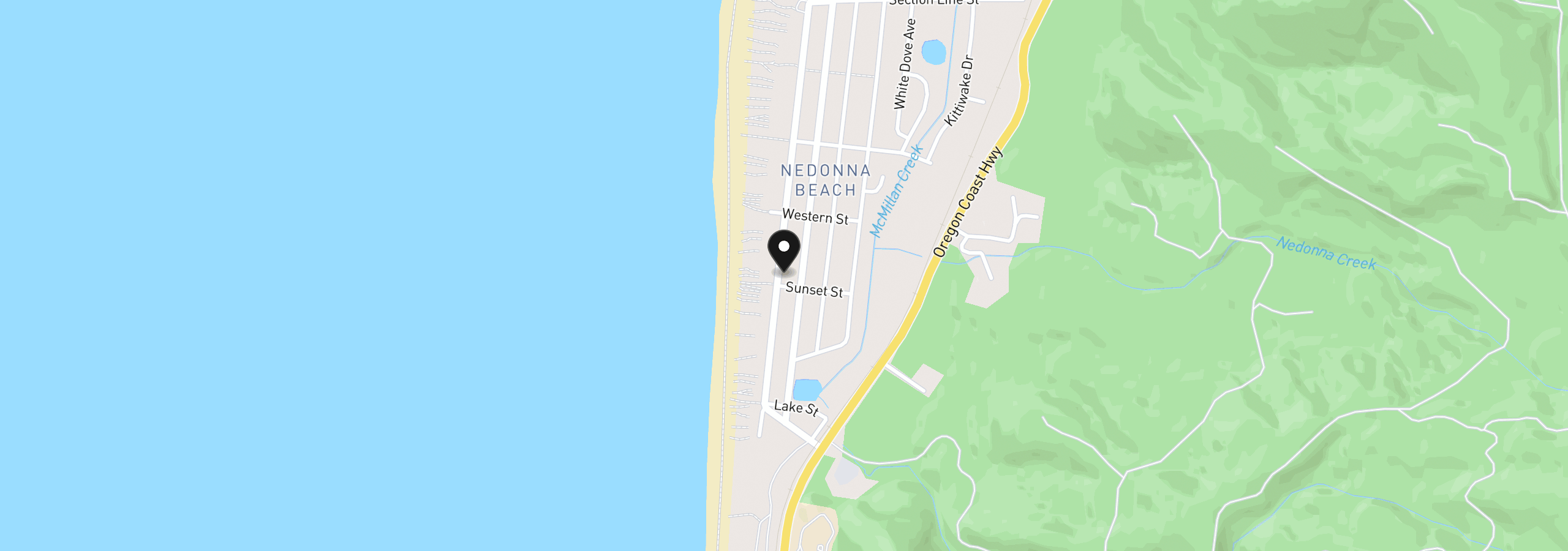 Map showing the location of 26035 Beach Dr, Rockaway Beach, OR 97136