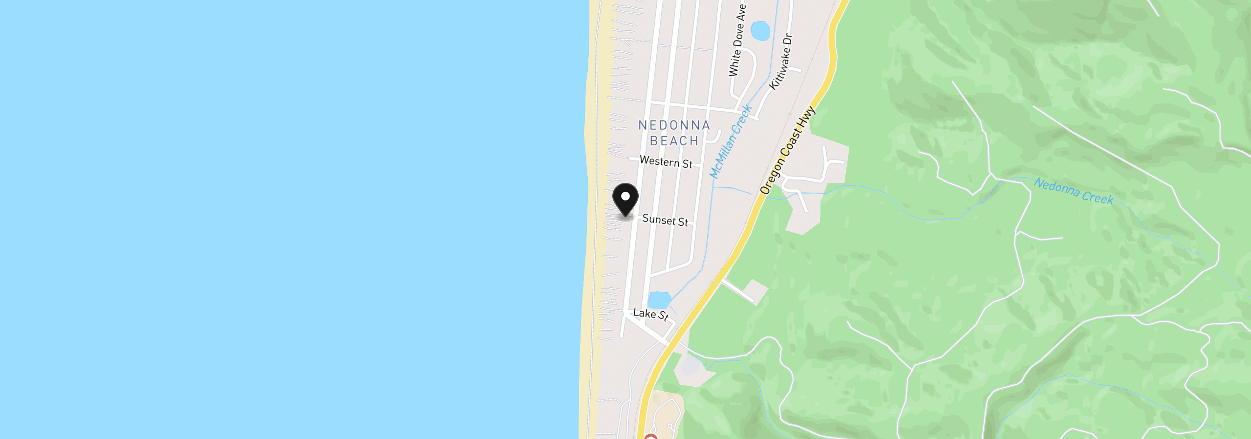Map showing the location of 25990 Beach Dr, Rockaway Beach, OR 97136
