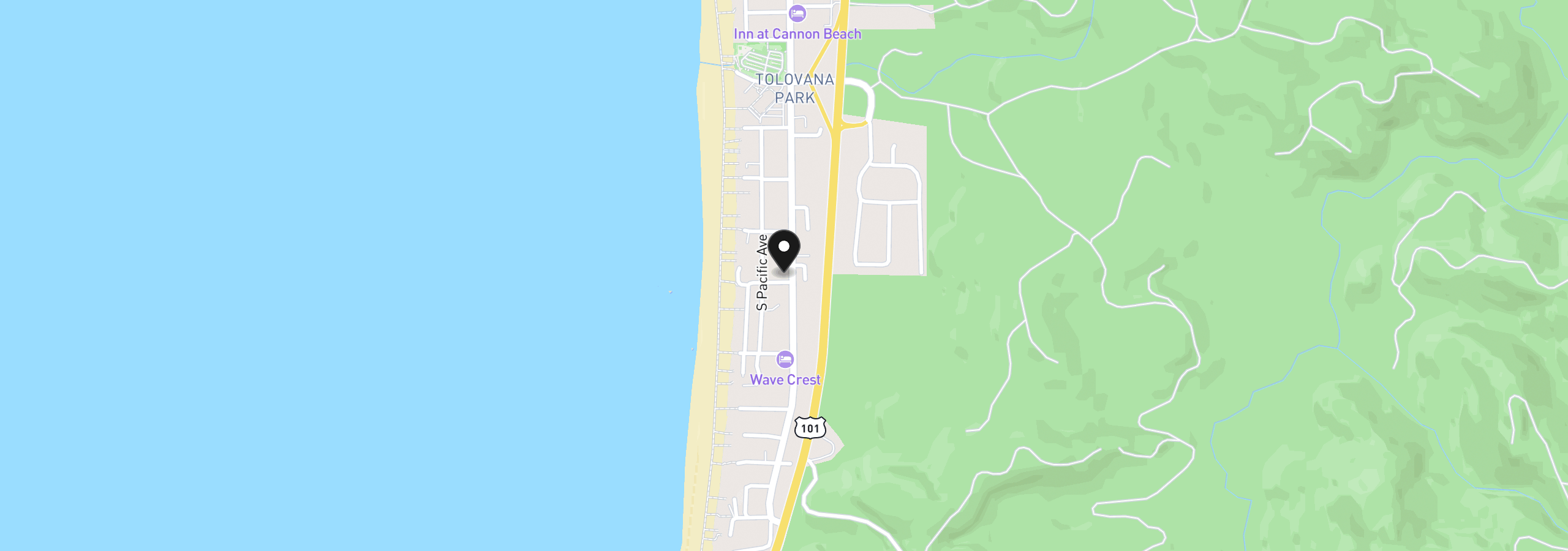 Map showing the location of 124 W Orford St, Cannon Beach, OR 97110