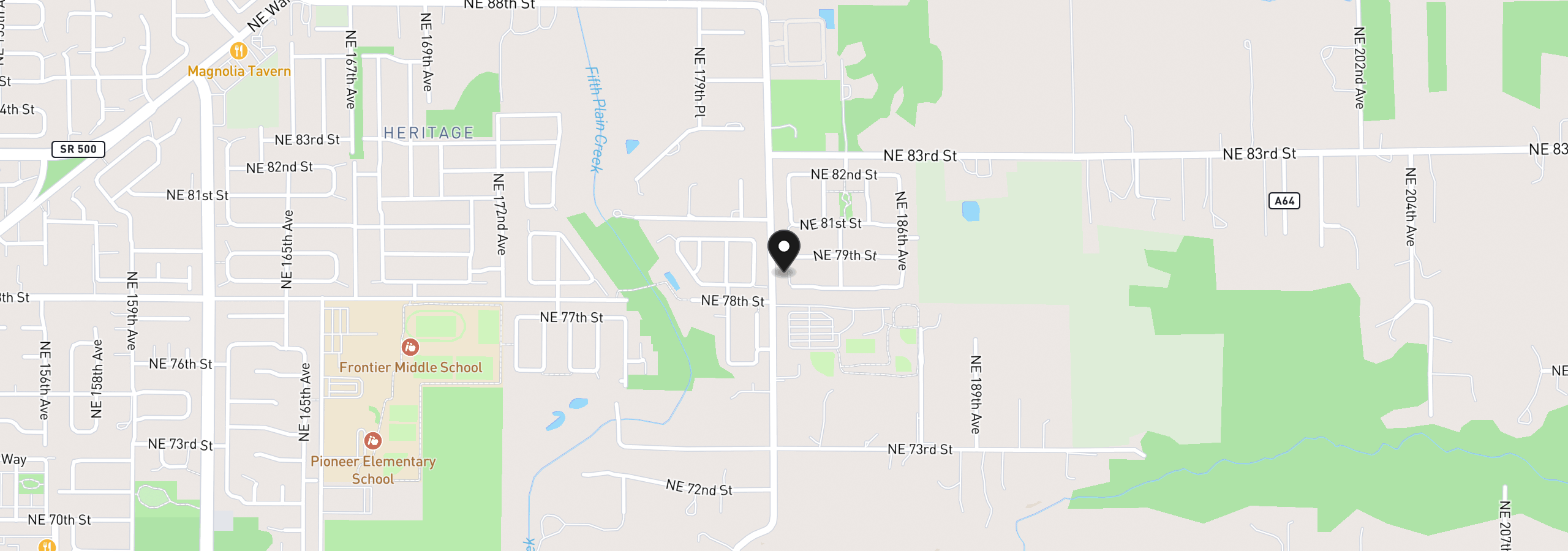 Map showing the location of 18204 NE 78th Cir, Vancouver, Wa 98682