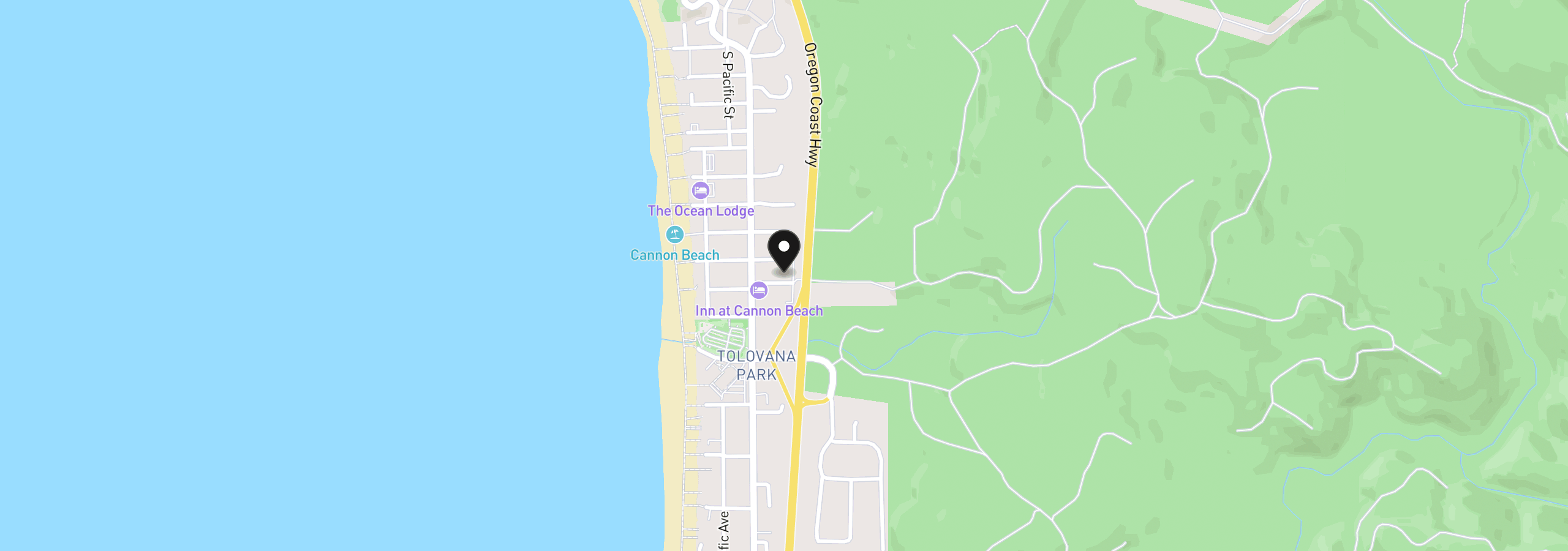 Map showing the location of 132 Surfcrest D-1, Cannon Beach, OR 97110