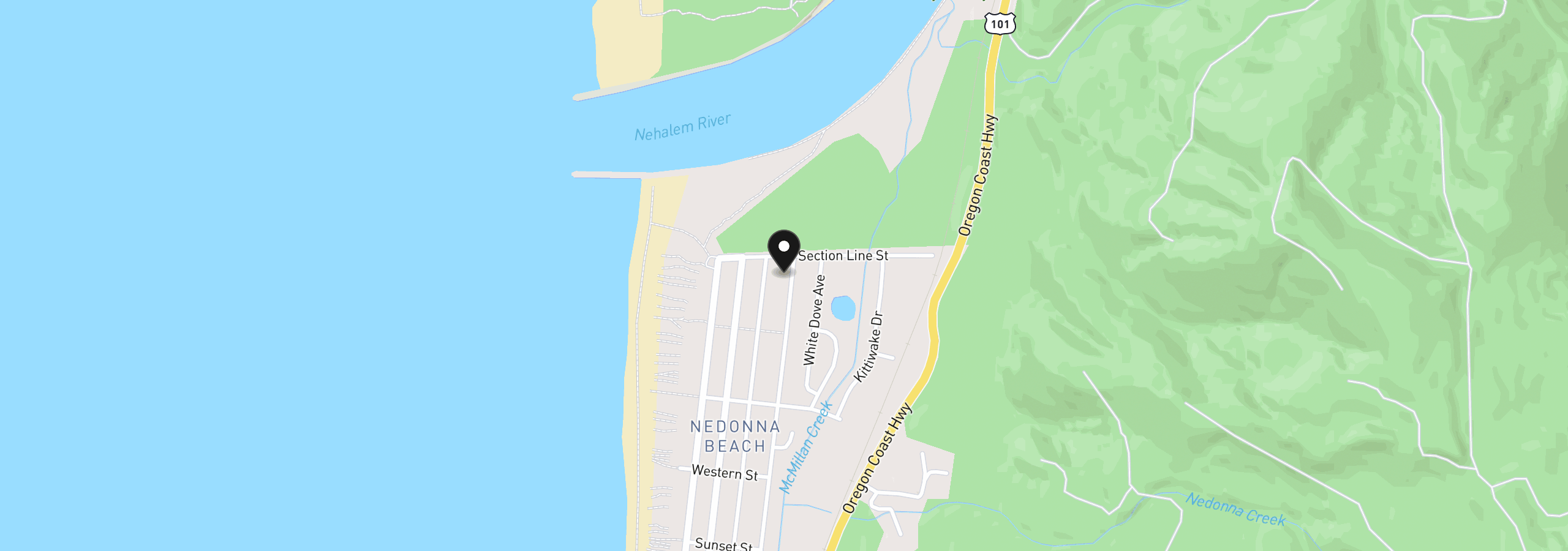Map showing the location of 26750 David Ave, Rockaway Beach, OR 97136