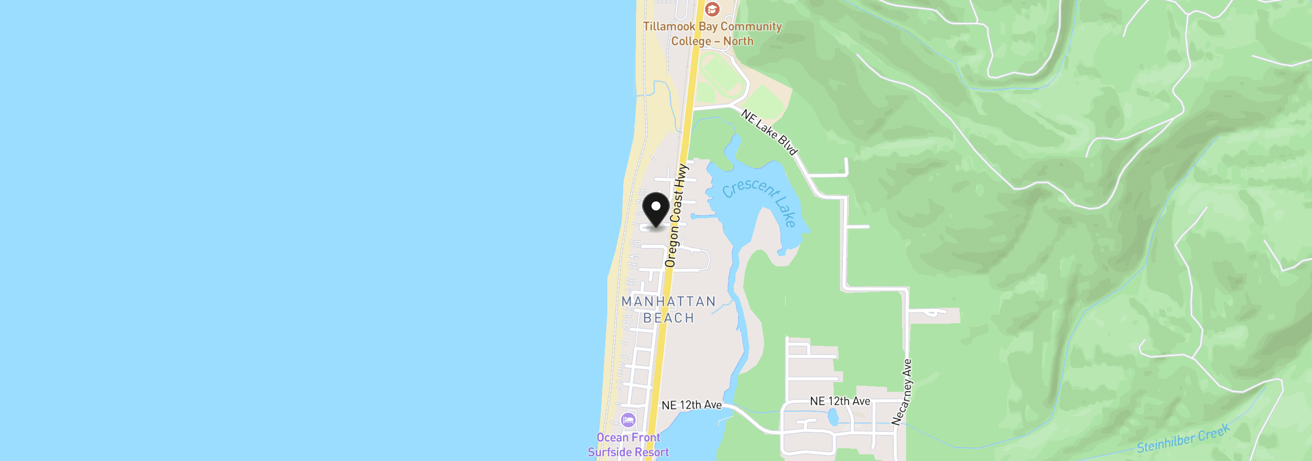 Map showing the location of 130 NW 21st Ave, Rockaway Beach, OR 97136