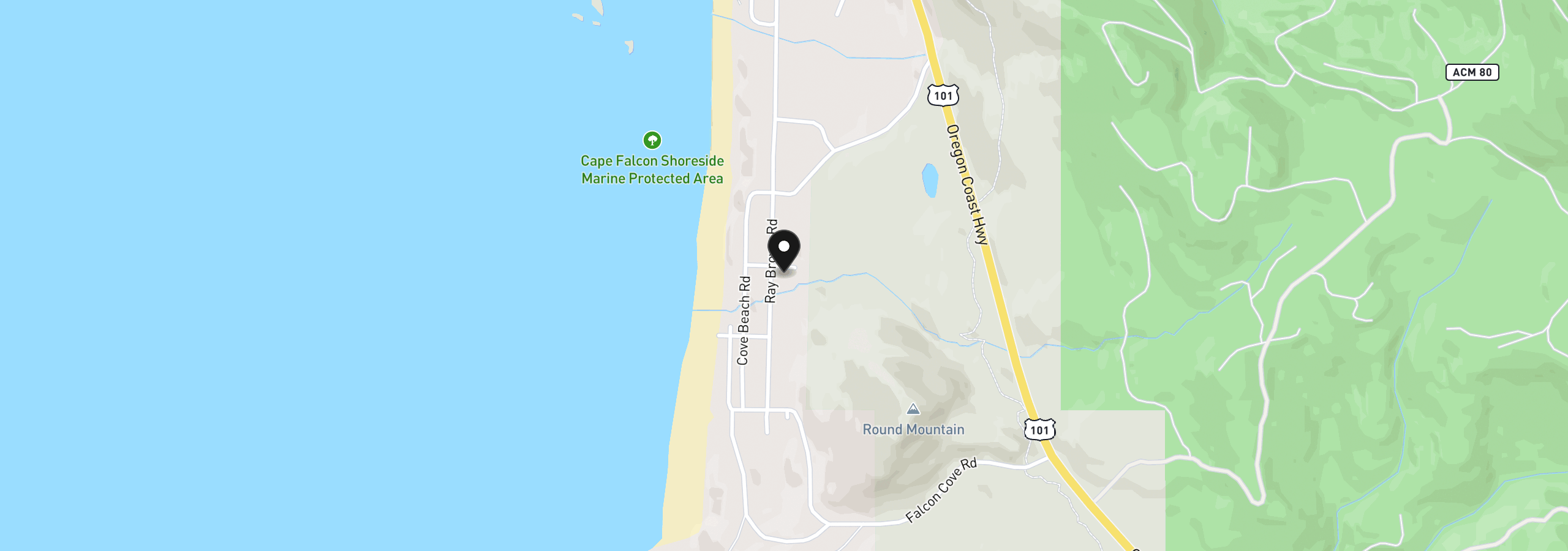 Map showing the location of 79201 Ray Brown Rd, Arch Cape, OR 97102